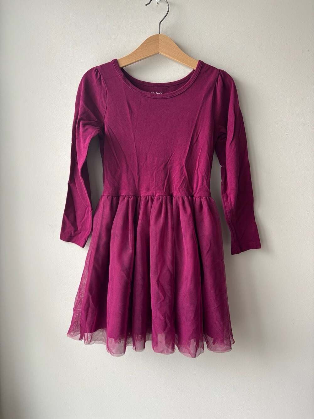 Carter's Girls Long Sleeve Tulle Tutu Dress, Berry Purple, Size 5 NWOT!
